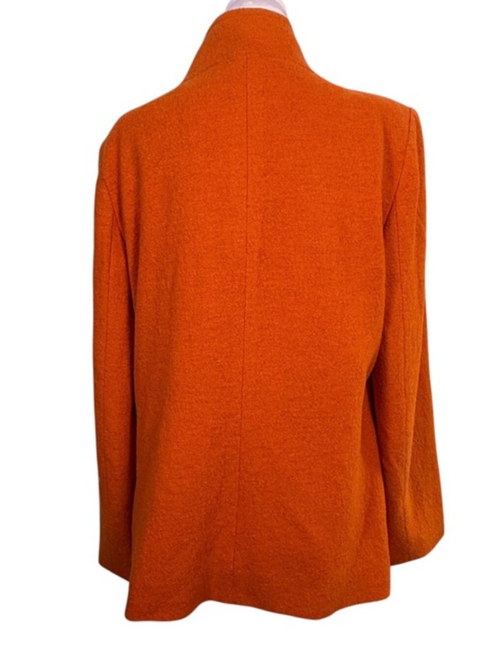 Doncaster Orange Wool Blend Jacket Size 12 Two Button Patch Pockets - Picture 4 of 11